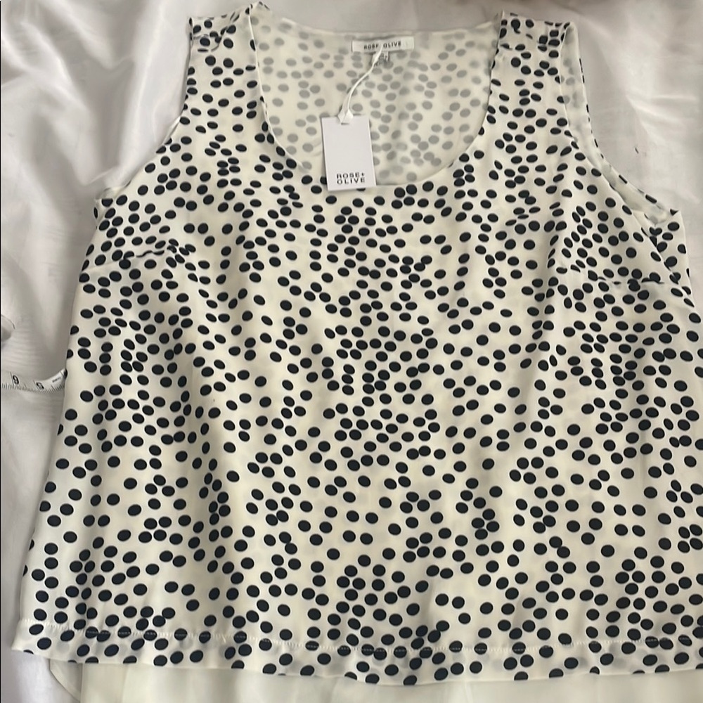 Rose & Olive Black and White Polka Dot Tank Top